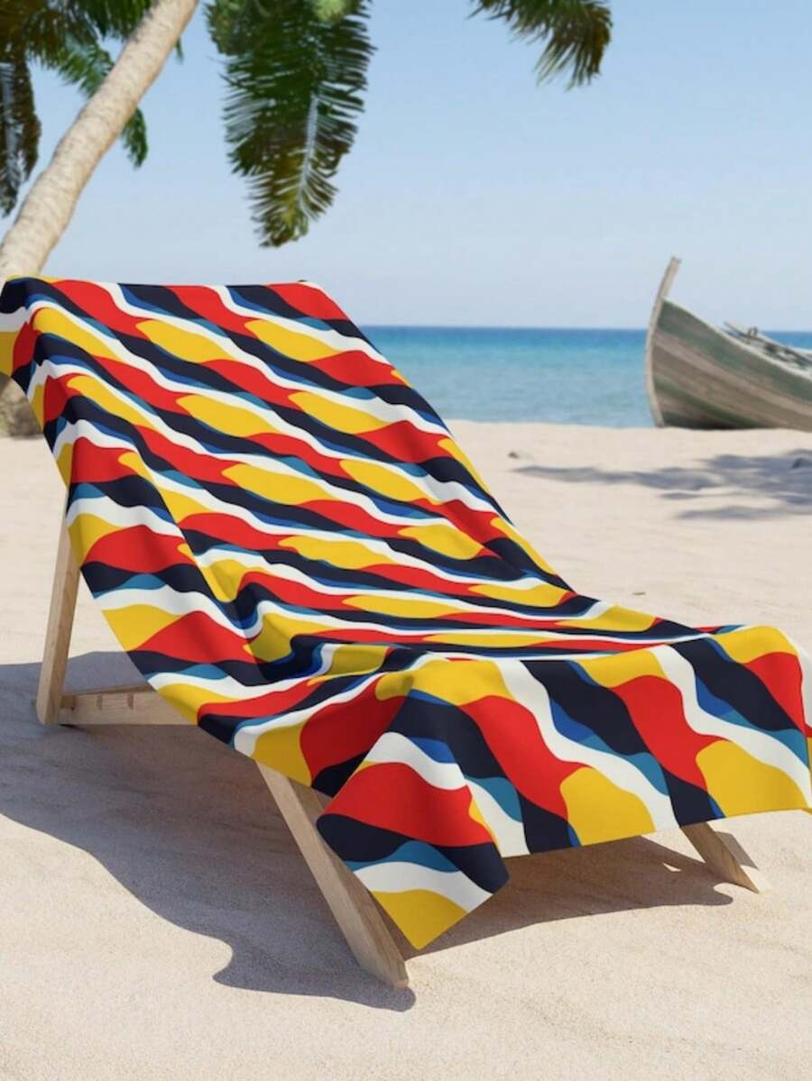 Red And Yellow Beach Towel. - Image Color - View 1