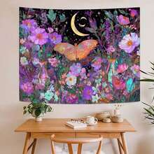 Boho Butterfly Tapestry Flower Moon Wall Tapestry, Moon Phases Tapestries For Bedroom Cute Tapestries Wall Hanging For Bedroom Living Room Decor - 1PC - View 7