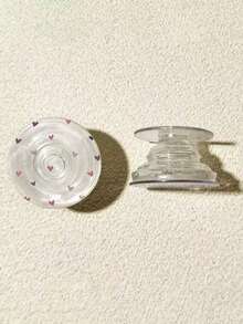 新款透明硅胶心形图案手机支架，可调节360°旋转，带伸缩功能 - 彩色 - 查看 4