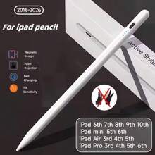 1pc White Aluminum Alloy Stylus Pen And 2 Nibs, Compatible With Ipad Pro Air Mini, Drawing Capacitive Pen Compatible With Apple Tablets Updated After 2018 - Multicolor - View 3