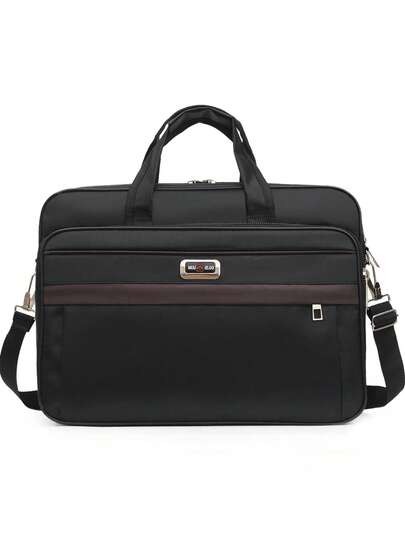 1pc Multi-Compartment Men's Large Capacity Handbag Briefcase, Shoulder Bag, Messenger Bag, Black Classic Laptop Bag, Commuter Office Supplies Carry-On, Men's Accessory, Gift For Father's Day, Back To School, Dorm Essentials