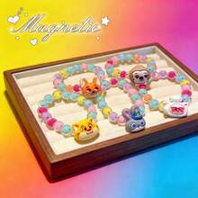 Disney Pulsera de pareja linda con cuentas de colores de gelatina y diseño de Zootopia - Multicolor - Ver 1