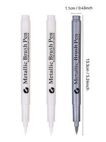 3-12支/套 金属质感永久性马克笔，白色/金色/银色，防水油性颜料马克笔，适用于岩石、马克杯、陶瓷、玻璃等材质，DIY绘画用品 - 彩色 - 查看 26