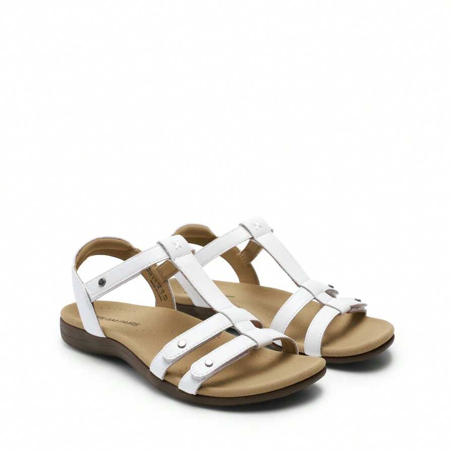 Women's Flat Sandals With Arch Support Adjustable Strappy Comfort Walking Sandals Casual Summer Everyday Shoes - 白色 - 查看 1