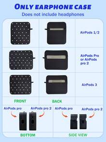 一套波点图案耳机盒，方形黑色耳机盒，带一个耳机盒登山扣，兼容 耳机盒、耳机、Pro（第二代）、3、Pro、1/2、4、Pro 3 - 彩色 - 查看 11