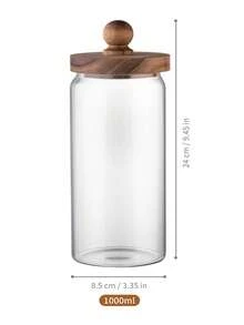 1个带把手木盖的密封咖啡豆罐，咖啡豆玻璃密封罐，返校季必备 - 透明的 - 查看 12