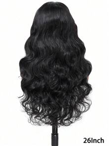 26 Inch Glueless Body Wave Wig Human Blended Hair 13x4 Lace Frontal Wigs 13x4 HD Transparent Lace Front Wigs 200% Density Black Brazilian Virgin Wigs Pre Plucked Hairline With Baby Hair Suitable To Wear On Daily Or Holiday Occasions Wig Blended Synthetic Hair Lace For Natural Look Cosplay Wig - 自然色&黑色系 - 查看 2