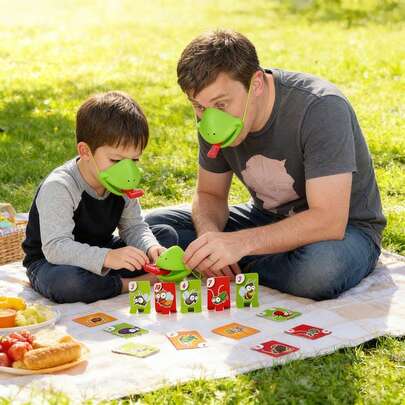 1Set/2Set/4Set Frog Tongue Mask Game - Parent-Child Interactive Fun Family Game, Educational Toy For Kids'Party & Indoor Outdoor Activity