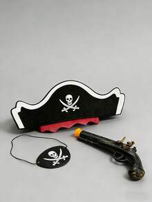 3pcs/Set (Pirate Hat, Pirate Headband, Pirate Eye Patch) Island Role Play Props, Suitable For Game Cosplay, Pirate Costume, Holiday Gift - Multicolor - View 5