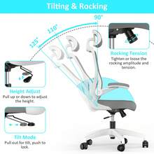 Ergonomic Office Chair With 360° Rotation And Adjustable Lumbar Support, Desk Chair Office Chair For Executive Work, Study, Home Office, 136KG Load Capacity - Grey - View 5
