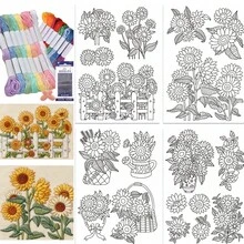 Sunflower Pattern Stick & Stitch Paper 18Pcs Water-Soluble Embroidery Stabilizer For Sewing Newbies - A - View 3