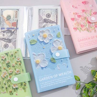 1pc Wealth Garden Coin Collection Book, (Outer Shell PVC + Inner Pages PP), Double-Sided 50 Sheets, Can Store 100 Antique Coins