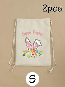 Personalisierter Kordelzugbeutel mit Namen, personalisierter bedruckter Stoffbeutel - mit Hasen-Muster, Geschenk zum Frühlingsfest, modische personalisierte Party-Geschenke und Heimorganisation, Ostergeschenk, wiederverwendbarer personalisierter Geschenkbeutel für Freunde und Familie - Stil A - Übersicht 8