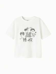 Balabala 儿童图案T恤，男女童短袖纯棉T恤，可爱酷炫印花 - 本白 - 查看 1