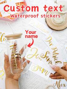 1/3/5/10pcs Personalized Name Stickers, 4-6 Inch Labels, Name Stickers, Custom Gold Stickers, Gold UV Name Stickers, Date Stickers, DIY Gifts, Handmade, Custom UV Stickers, Wedding Stickers, Gift UV Stickers - Multicolor - View 2