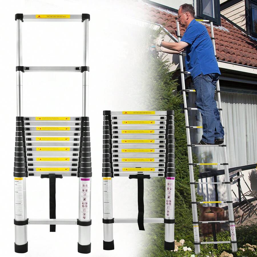 Aluminum Telescopic Ladder, Folding Ladder, Double Ladder, Sliding Ladder, Multi-Purpose Ladder, Ladder, Single Ladder, Aluminum Ladder - 4.4m - View 1