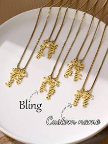 Dây chuyền nhiều tên mạ mờ bóng tùy chỉnh, dây chuyền đôi tên cá nhân hóa tinh tế quyến rũ, mặt dây chuyền chữ cái tiếng Anh bằng thép không gỉ 304, dây chuyền hộp, trang sức bảng tên, thích hợp làm quà tặng cho bạn gái, gia đình, màu vàng, thời trang, nhiều màu sắc, cổ điển, tối giản, unisex, giản dị, dễ thương. - Dây chuyền mờ kiểu 1 - Dây xích hộp - Xem 8