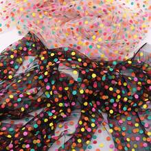 1pc 59x19.68inch(150x50cm) Rainbow Dots Spot Sparkling Tulle Mesh Gauze Fabric Colourful Print Tulle Fabric - Perfect For Diy Bows, Party Capes & Photo Backdrops - Default - View 1