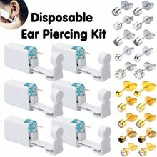 6PCS Disposable Ear Piercing Gun Hypoallergenic Self Ear Piercing Kit With Built-In Stainless Steel Earrings Stud - Second Generation Ear Piercer_6 Pieces - View 2