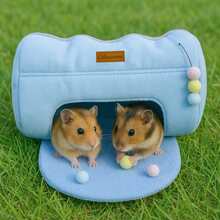 Hamster, Guinea Pig Tunnel, Golden Hamster, Hedgehog, Squirrel, Guinea Pig Warm Resting And Playing Hideaway House, Small Pet Supplies - C-Blue - View 8