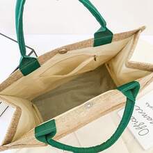Large Capacity Linen Bag For Women: Durable And Comfortable Lunch Bag With Handle For Everyday Use. - Apricot - View 4