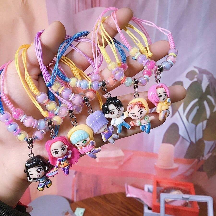 卡通动漫韩流女巫组合手链，时尚DIY串珠手工编织手链 - 彩色 - 查看 1