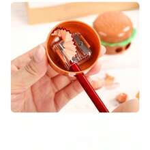 1个创意逼真汉堡造型双孔自动削铅笔器，卡通设计，适合用作学习用品和奖品 - 彩色 - 查看 6