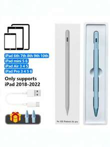 1pc White Aluminum Alloy Stylus Pen And 2 Nibs, Compatible With Ipad Pro Air Mini, Drawing Capacitive Pen Compatible With Apple Tablets Updated After 2018 - Multicolor - View 11
