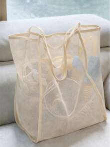 1 Stück großer, leichter, faltbarer Mesh-Strandspielzeug-Aufbewahrungsbeutel, praktisch zum Aufbewahren von Spielzeug, Muscheln, Kleidung und Handtüchern für Familienausflüge (nicht überladen, nicht als Rucksack oder Einkaufstasche zu verwenden) - Verschiedenfarbig - Übersicht 9
