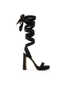 Women's Strappy High Chunky Platform Square Toe Heel Pump Dress Party Sandals - màu đen - Xem 2