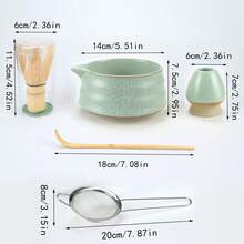2件/4件/5件套高级抹茶茶具套装，包含竹制茶筅、茶碗、茶勺和茶盘，一套完整的传统抹茶冲泡工具，适合初学者和爱好者，也是一份精美的抹茶礼品套装。 - 彩色 - 查看 6