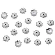 50 unids/lote 15 estilos de tapas de cuentas de flores de hojas de acero inoxidable para fabricación de joyería, tapas de cuentas espaciadoras de costura, accesorios ECSF - 08 - Ver 16