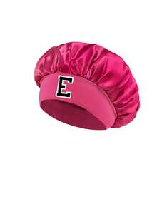 1 件套 A-Z 字母儿童帽套装，弹性印花舒适头饰，可作睡帽和发带 - 玫紅色 - 查看 6