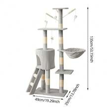 New Cat Playground, Cat Tower, Cat Climbing Frame, Sturdy Indoor Toy, Multi-Layer Stable Cat Nest, Durable Cat Scratching Post - Light Grey - View 9