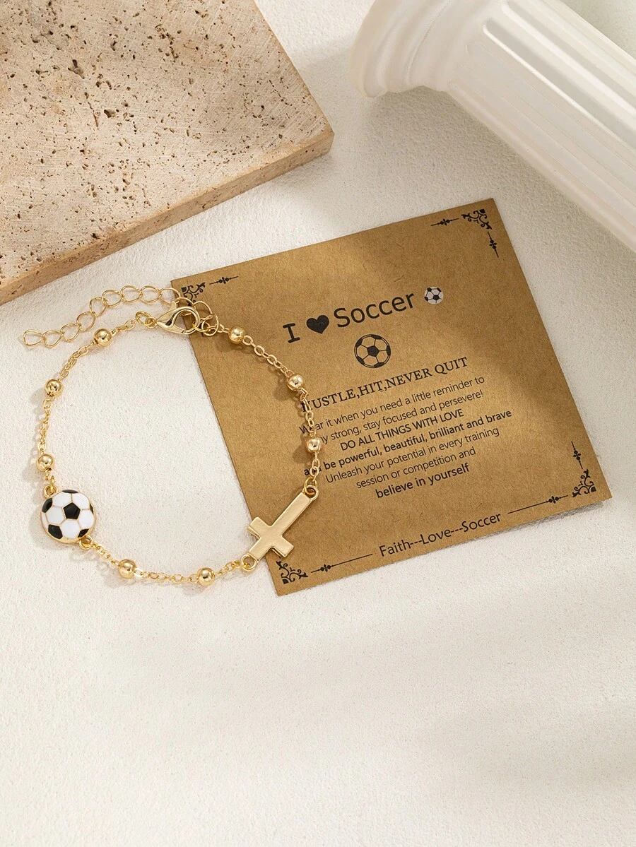 1 szt. Modna minimalistyczna bransoletka o tematyce sportowej, odpowiednia dla fanów piłki nożnej, koszykówki, siatkówki i tenisa, prezent dla miłośników sportu unisex na urodziny i święta - Wielokolorowe - Zobacz 1