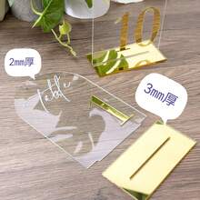 10pcs Golden Wedding Table Numbers 10cm*15cm/3.94in*5.9in  Acrylic Seat Cards Decorations With 1-20 Printed Table Sign Numbers For Wedding Reception, Event, Party, Restaurant - Nhiều màu - Xem 9