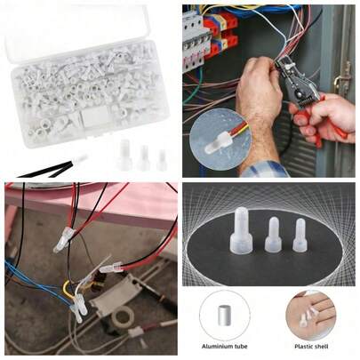 250 Pcs Closed End Crimp Connectors Nylon Insulated Wire Terminals Kit For 22-18 18-14 12-10 AWG White