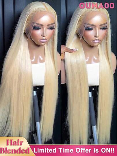 13x6/13x4/5x5 HD Lace Front & Closure Wig Human Blended Hair Straight 34 Inch - 200% High Density Pre-Plucked Glueless Wig For Women, No Glue & Ready To Wear, Natural Look & Easy Install, Versatile Styling For Daily & Special Occasions