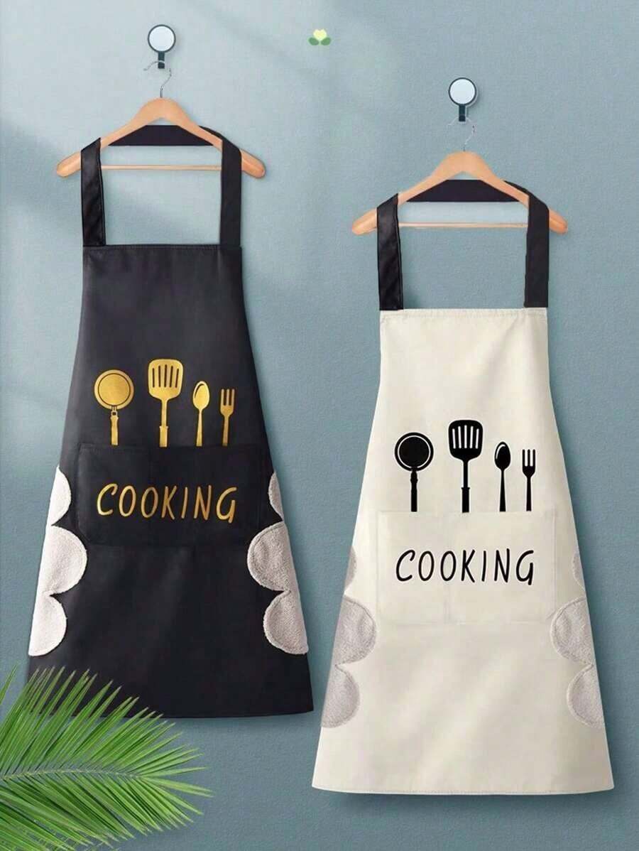2pcs Strip Apron, Unisex Apron, Adjustable Waterproof Drip, With 2 Pockets, Cooking Kitchenapron, Suitable For Chefs, Barbecue Drawing Apron, Cooking Apron, Plus Size Apron - 彩色 - 查看 1