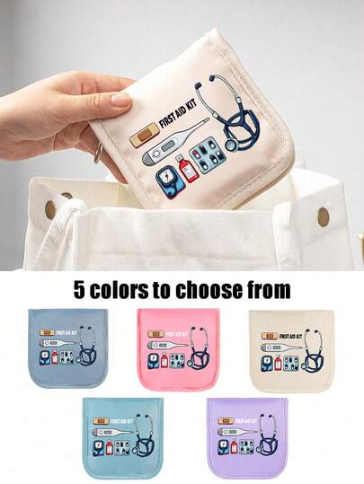 Przenośna apteczka podróżna, z nadrukiem "torby na leki", torba na leki kempingowe, kompaktowa apteczka pierwszej pomocy, wersja podróżna i domowa, mała torba na leki, wygodna apteczka, zestaw ratunkowy, do codziennego użytku/na zewnątrz/w podróży, niezbędna dla dbających o zdrowie i w podróży, niezbędny dodatek medyczny, codzienny organizer na leki