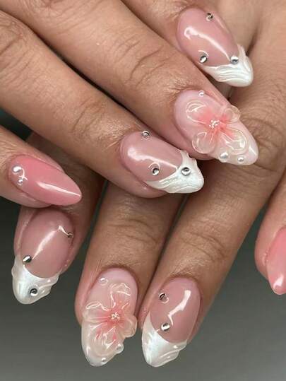 Miếng dán móng tay hoa 3D thủ công, hình dán móng tay hoa 3D, miếng dán móng tay màu vàng, móng giả phù hợp cho phụ nữ và bé gái sử dụng hàng ngày.