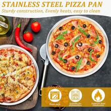 12 Pcs Pizza Pan Riser Stands Sets Includes 4 Metal Pizza Table Stands 4 Pizza Pan(11.8in) And 4 Wood Handle Pie Server, Pizza Rack Stand Pizza Tray For Pizza Dessert Cheese (Silver) - Silver - View 4