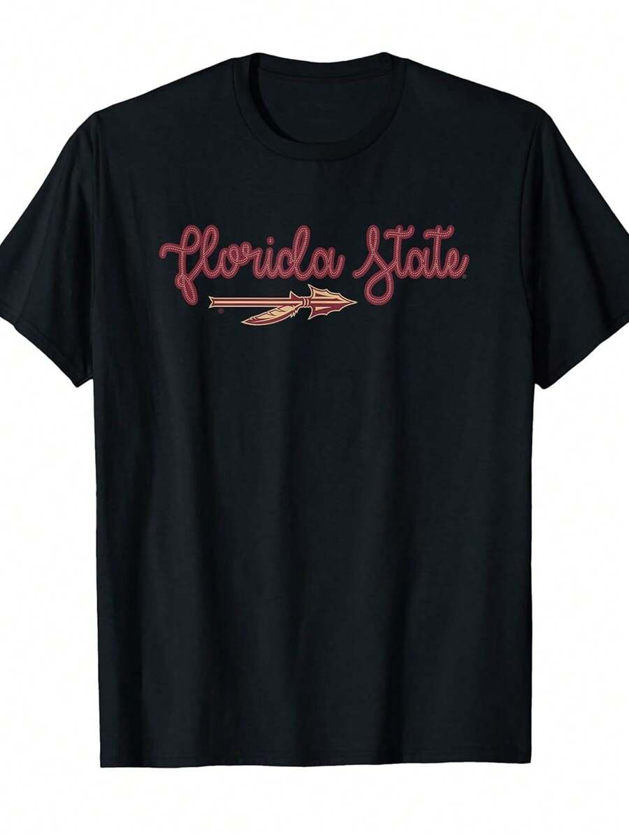 Top PickLocal's Florida State Seminoles Officially Licensed Logo T-Shirt - 100% Relaxed Fit Crew Neck Tee With Seminoles Mascot Print & Lettering, Black & Golden Mascot Emblem For Casual Wear, Spirit - trắng - Xem 1