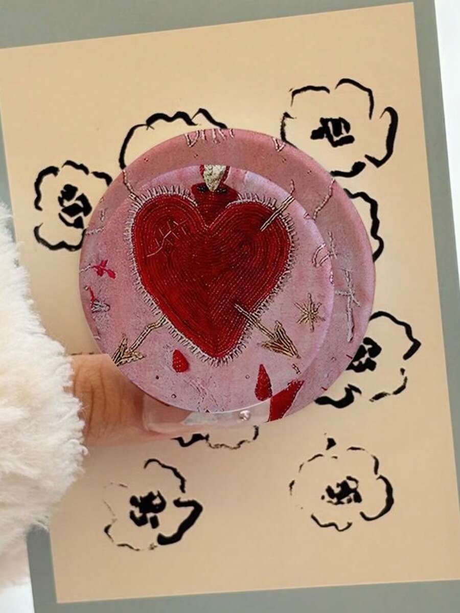 Heart-Shaped Retro Niche Flame Matte Folding Stand | Strong Adhesion, Adjustable, Stable Table-Attachment Tool For Desktop, Made Of Plastic Sold By Local - Multicolor - View 1