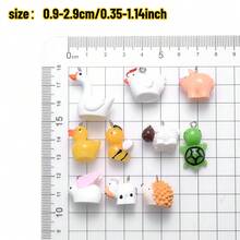 4Amazonia 5/10个混合动物树脂吊坠珠子，包括小鸡、乌龟、小猪、刺猬等造型，可用于制作珠宝首饰、DIY手工项链。 - 彩色 - 查看 4