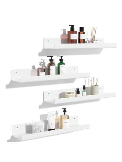 Bathroom Storage Rack 2 Pieces Set, Home Decoration, Wall-Mounted Storage Rack, No Drilling Required, Floating, 38cm, Self-Adhesive, No Drilling Required, Acrylic Material, Can Be Used To Place Books, Cosmetics, Candles, Photos, Suitable For Kitchens, Bathrooms, Offices And Other Places.