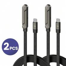 Tangle-Free Hot Item 2PCS Foldable Stand Braided Data Cable 240W Type C To Type C Fast Charging Cable Type C Data Cable With Stand Function Spring Easter Gift - Google - View 5