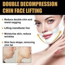 3pcs V-Shaped Facial Facial Mask Firming Double Chin Daily Care Facial Skin Small Face Ear Facial Mask - trắng - Xem 5
