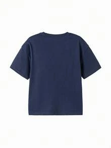 Balabala Kids Graphic T-Shirts, Boys & Girls Short Sleeve 100% Cotton Cute & Cool Printed Tops - Dark Blue - View 2