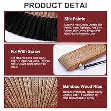 Grevosea Folding Hand Fan Hand Fans For Women Foldable Nylon-Cloth Bamboo Vintage Retro Chines/Spanish Foldable Fan For Wedding Party Favor Performance Dance Home Decorations Festival Gift - 如圖所示 - 查看 4